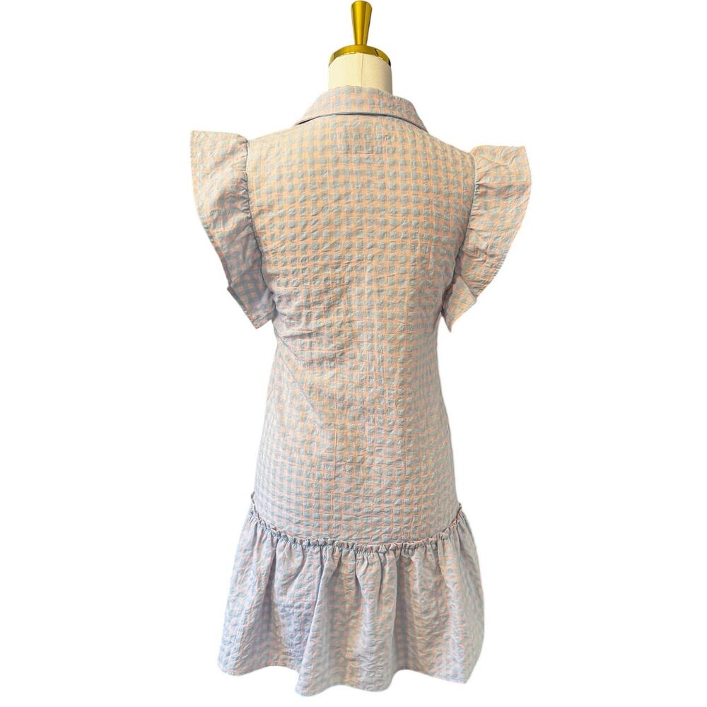 The Shirt by Rochelle Behrens Hillary Dress XS Pastel Gingham Ruffle Sleeve - Picture 3 of 6